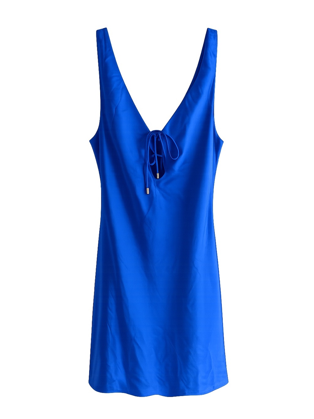 PRINCESS POLLY Royal Blue Tie-Front Mini Tie front Loose Slip Dress - Size 10